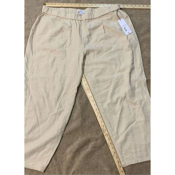 NEW WITH TAGS Liz Claiborne TAN KHAKI Linen Crop Capris Pants NWT XL - Picture 6 of 6